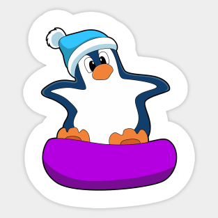 Penguin at Snowboarding with Snowboard Sticker